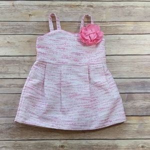 Janie and Jack Pink Tweed Dress with Flower 6-12M
